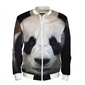 Мужской бомбер 3D с принтом Милая панда в Тюмени, 100% полиэстер | застегивается на молнию, по бокам два кармана без застежек, по низу бомбера и на воротнике - эластичная резинка | Тематика изображения на принте: animal | hunny | panda | животные | классная | милая | милота | панда | фото | хорошая