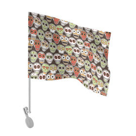 Флаг для автомобиля с принтом Мексиканские черепа в Тюмени, 100% полиэстер | Размер: 30*21 см | день мертвых | мексика | паттерн | разноцветный | традиция | узоры | цветы