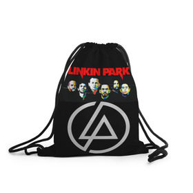 Рюкзак-мешок 3D с принтом Linkin Park в Тюмени, 100% полиэстер | плотность ткани — 200 г/м2, размер — 35 х 45 см; лямки — толстые шнурки, застежка на шнуровке, без карманов и подкладки | linkin park