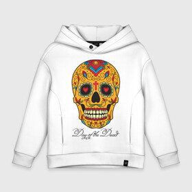 Детское худи Oversize хлопок с принтом Мексиканский череп в Тюмени, френч-терри — 70% хлопок, 30% полиэстер. Мягкий теплый начес внутри —100% хлопок | боковые карманы, эластичные манжеты и нижняя кромка, капюшон на магнитной кнопке | color | day of the dead | dead | death | halloween | holiday | mexican skull | mexico | ornament | pattern | день мертвых | мексика | мексиканский череп | мертвецов | орнамент | праздник | узоры | хэллоуин | цветы