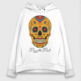 Женское худи Oversize хлопок с принтом Мексиканский череп в Тюмени, френч-терри — 70% хлопок, 30% полиэстер. Мягкий теплый начес внутри —100% хлопок | боковые карманы, эластичные манжеты и нижняя кромка, капюшон на магнитной кнопке | color | day of the dead | dead | death | halloween | holiday | mexican skull | mexico | ornament | pattern | день мертвых | мексика | мексиканский череп | мертвецов | орнамент | праздник | узоры | хэллоуин | цветы