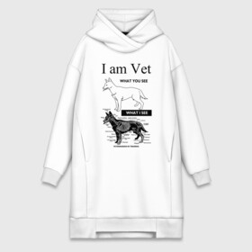 Платье-худи хлопок с принтом I Am Vet в Тюмени,  |  | Тематика изображения на принте: ветеринар | ветеринарный врач | кошки | скелет | собаки