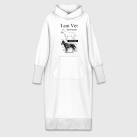 Платье удлиненное хлопок с принтом I Am Vet в Тюмени,  |  | Тематика изображения на принте: ветеринар | ветеринарный врач | кошки | скелет | собаки