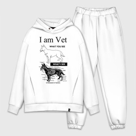 Мужской костюм хлопок OVERSIZE с принтом I Am Vet в Тюмени,  |  | Тематика изображения на принте: ветеринар | ветеринарный врач | кошки | скелет | собаки