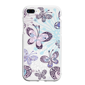 Чехол для iPhone 7Plus/8 Plus матовый с принтом Бабочки 3 в Тюмени, Силикон | Область печати: задняя сторона чехла, без боковых панелей | бабочки | девушкам | цветы
