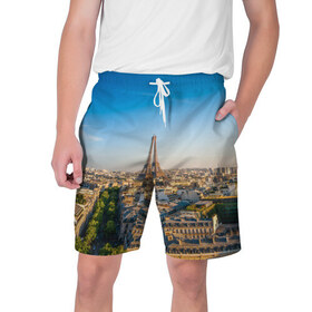 Мужские шорты 3D с принтом Paris в Тюмени,  полиэстер 100% | прямой крой, два кармана без застежек по бокам. Мягкая трикотажная резинка на поясе, внутри которой широкие завязки. Длина чуть выше колен | Тематика изображения на принте: 