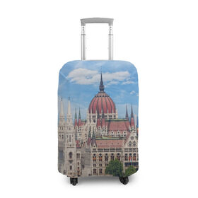 Чехол для чемодана 3D с принтом Будапешт в Тюмени, 86% полиэфир, 14% спандекс | двустороннее нанесение принта, прорези для ручек и колес | 