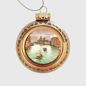 Стеклянный ёлочный шар с принтом Венеция в Тюмени, Стекло | Диаметр: 80 мм | 