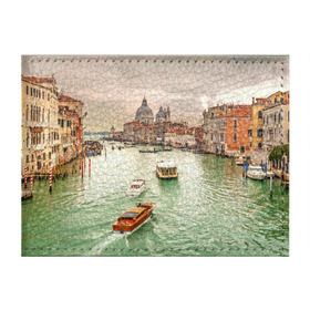 Обложка для студенческого билета с принтом Венеция в Тюмени, натуральная кожа | Размер: 11*8 см; Печать на всей внешней стороне | 