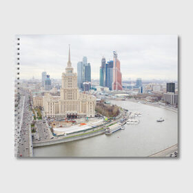 Альбом для рисования с принтом Москва-Сити в Тюмени, 100% бумага
 | матовая бумага, плотность 200 мг. | Тематика изображения на принте: 