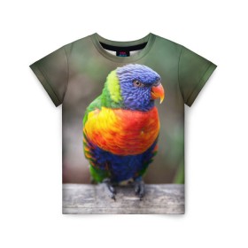 Детская футболка 3D с принтом Попугай в Тюмени, 100% гипоаллергенный полиэфир | прямой крой, круглый вырез горловины, длина до линии бедер, чуть спущенное плечо, ткань немного тянется | пернатые | попугай | прикольные картинки | природа | птица