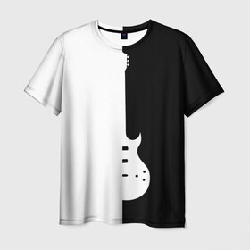 Мужская футболка 3D с принтом ROCK в Тюмени, 100% полиэфир | прямой крой, круглый вырез горловины, длина до линии бедер | rock | арт | гитара | музыка | рок