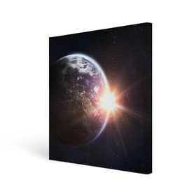 Холст квадратный с принтом Космический свет в Тюмени, 100% ПВХ |  | вселенная | галактика | земля | солнце