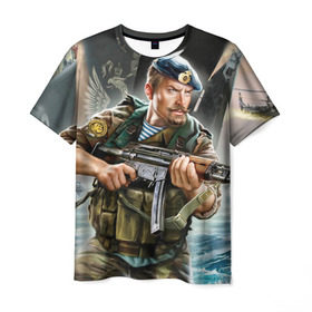 Мужская футболка 3D с принтом ВДВ в Тюмени, 100% полиэфир | прямой крой, круглый вырез горловины, длина до линии бедер | Тематика изображения на принте: армия