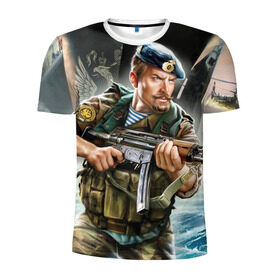 Мужская футболка 3D спортивная с принтом ВДВ в Тюмени, 100% полиэстер с улучшенными характеристиками | приталенный силуэт, круглая горловина, широкие плечи, сужается к линии бедра | армия
