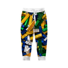 Детские брюки 3D с принтом Конструктор LEGO в Тюмени, 100% полиэстер | манжеты по низу, эластичный пояс регулируется шнурком, по бокам два кармана без застежек, внутренняя часть кармана из мелкой сетки | Тематика изображения на принте: игрушка | конструктор | лего