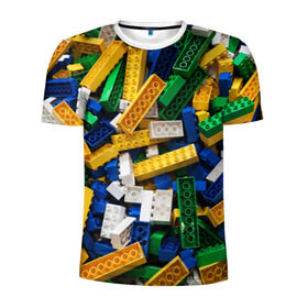 Мужская футболка 3D спортивная с принтом Конструктор LEGO в Тюмени, 100% полиэстер с улучшенными характеристиками | приталенный силуэт, круглая горловина, широкие плечи, сужается к линии бедра | Тематика изображения на принте: игрушка | конструктор | лего