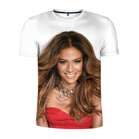 Мужская футболка 3D спортивная с принтом Jennifer Lopez в Тюмени, 100% полиэстер с улучшенными характеристиками | приталенный силуэт, круглая горловина, широкие плечи, сужается к линии бедра | 