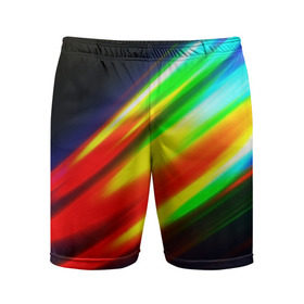Мужские шорты 3D спортивные с принтом Цветные блики в Тюмени,  |  | Тематика изображения на принте: dance | klub | линии | танцы блики | цвет