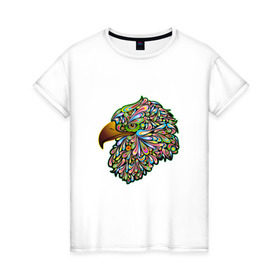 Женская футболка хлопок с принтом Радужный Орел в Тюмени, 100% хлопок | прямой крой, круглый вырез горловины, длина до линии бедер, слегка спущенное плечо | красота | птица | цвета | яркие