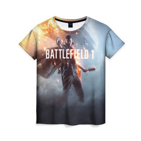 Женская футболка 3D с принтом Battlefield в Тюмени, 100% полиэфир ( синтетическое хлопкоподобное полотно) | прямой крой, круглый вырез горловины, длина до линии бедер | battlefield батла | батлфилд