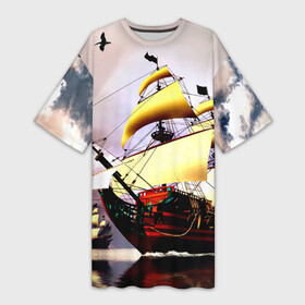 Платье-футболка 3D с принтом Фрегат в Тюмени,  |  | вмф | исторический | корабль | море | океан | парусник