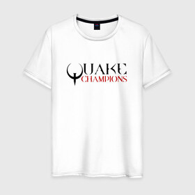Мужская футболка хлопок с принтом Quake Champions в Тюмени, 100% хлопок | прямой крой, круглый вырез горловины, длина до линии бедер, слегка спущенное плечо. | Тематика изображения на принте: q1 | q2 | q3 | quake | квейк