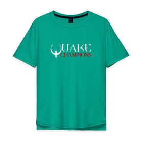 Мужская футболка хлопок Oversize с принтом Quake Champions в Тюмени, 100% хлопок | свободный крой, круглый ворот, “спинка” длиннее передней части | Тематика изображения на принте: q1 | q2 | q3 | quake | квейк
