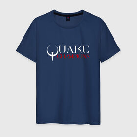 Мужская футболка хлопок с принтом Quake Champions в Тюмени, 100% хлопок | прямой крой, круглый вырез горловины, длина до линии бедер, слегка спущенное плечо. | Тематика изображения на принте: q1 | q2 | q3 | quake | квейк