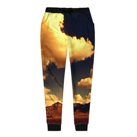 Женские брюки 3D с принтом Mountains в Тюмени, полиэстер 100% | прямой крой, два кармана без застежек по бокам, с мягкой трикотажной резинкой на поясе и по низу штанин. В поясе для дополнительного комфорта — широкие завязки | горы | небо | облака | природа | пустыня
