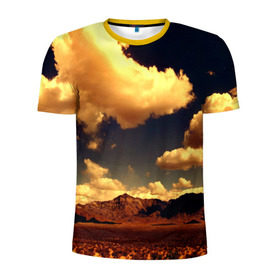 Мужская футболка 3D спортивная с принтом Mountains в Тюмени, 100% полиэстер с улучшенными характеристиками | приталенный силуэт, круглая горловина, широкие плечи, сужается к линии бедра | горы | небо | облака | природа | пустыня