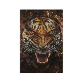 Обложка для паспорта матовая кожа с принтом Злобный Тигр в Тюмени, натуральная матовая кожа | размер 19,3 х 13,7 см; прозрачные пластиковые крепления | 