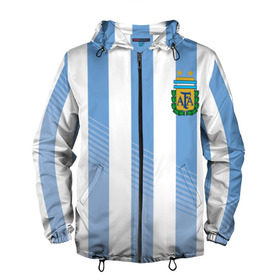 Мужская ветровка 3D с принтом Сборная Аргентины по футболу в Тюмени, 100% полиэстер | подол и капюшон оформлены резинкой с фиксаторами, два кармана без застежек по бокам, один потайной карман на груди | argentina | аргентина