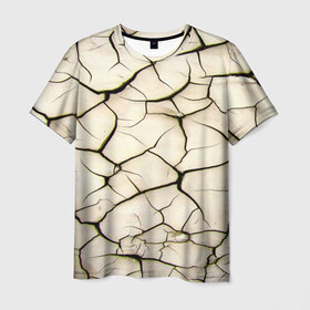 Мужская футболка 3D с принтом Dry Soil в Тюмени, 100% полиэфир | прямой крой, круглый вырез горловины, длина до линии бедер | земля | пустыня | трещины