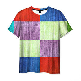 Мужская футболка 3D с принтом Лоскутное шитье в Тюмени, 100% полиэфир | прямой крой, круглый вырез горловины, длина до линии бедер | полотно | разноцветный | ткань
