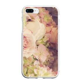 Чехол для iPhone 7Plus/8 Plus матовый с принтом Винтажные розы в Тюмени, Силикон | Область печати: задняя сторона чехла, без боковых панелей | vintage | винтаж | зелень | лето | пионы | розы | узоры | цветы