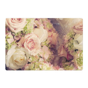 Магнитный плакат 3Х2 с принтом Винтажные розы в Тюмени, Полимерный материал с магнитным слоем | 6 деталей размером 9*9 см | vintage | винтаж | зелень | лето | пионы | розы | узоры | цветы