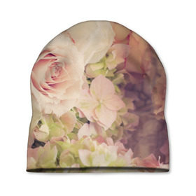 Шапка 3D с принтом Винтажные розы в Тюмени, 100% полиэстер | универсальный размер, печать по всей поверхности изделия | vintage | винтаж | зелень | лето | пионы | розы | узоры | цветы