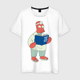 Мужская футболка хлопок с принтом Доктор Зойдберг в Тюмени, 100% хлопок | прямой крой, круглый вырез горловины, длина до линии бедер, слегка спущенное плечо. | futurama | зойдберг | краб | мультики | футурама