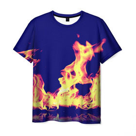 Мужская футболка 3D с принтом Пламя в Тюмени, 100% полиэфир | прямой крой, круглый вырез горловины, длина до линии бедер | огонь | яркий