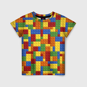 Детская футболка 3D с принтом Конструктор лего в Тюмени, 100% гипоаллергенный полиэфир | прямой крой, круглый вырез горловины, длина до линии бедер, чуть спущенное плечо, ткань немного тянется | Тематика изображения на принте: lego | кирпичи | конструктор
