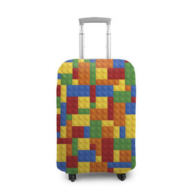 Чехол для чемодана 3D с принтом Конструктор лего в Тюмени, 86% полиэфир, 14% спандекс | двустороннее нанесение принта, прорези для ручек и колес | lego | кирпичи | конструктор