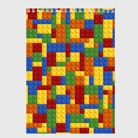Скетчбук с принтом Конструктор лего в Тюмени, 100% бумага
 | 48 листов, плотность листов — 100 г/м2, плотность картонной обложки — 250 г/м2. Листы скреплены сверху удобной пружинной спиралью | lego | кирпичи | конструктор