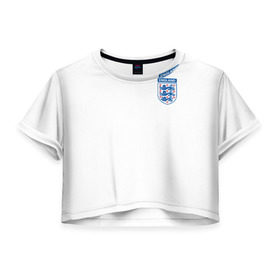 Женская футболка 3D укороченная с принтом Сборная Англия в Тюмени, 100% полиэстер | круглая горловина, длина футболки до линии талии, рукава с отворотами | england | варди | футбол
