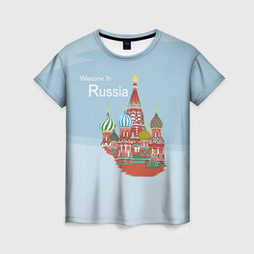 Женская футболка 3D с принтом Welcom To Russia в Тюмени, 100% полиэфир ( синтетическое хлопкоподобное полотно) | прямой крой, круглый вырез горловины, длина до линии бедер | welcom to russia | держава | добро пожаловать в россию | кремль | москва | россия | слава россии | страна