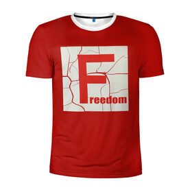 Мужская футболка 3D спортивная с принтом Freedom в Тюмени, 100% полиэстер с улучшенными характеристиками | приталенный силуэт, круглая горловина, широкие плечи, сужается к линии бедра | Тематика изображения на принте: 