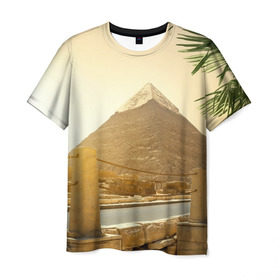 Мужская футболка 3D с принтом Egypt в Тюмени, 100% полиэфир | прямой крой, круглый вырез горловины, длина до линии бедер | Тематика изображения на принте: egypt | египет | закат | золото | клеопатра | мумия | песок | пирамиды | пустыня | солнце