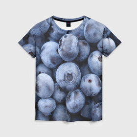 Женская футболка 3D с принтом ягода в Тюмени, 100% полиэфир ( синтетическое хлопкоподобное полотно) | прямой крой, круглый вырез горловины, длина до линии бедер | голубика | лето | сладости | текстура | черника | ягода