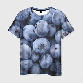 Мужская футболка 3D с принтом ягода в Тюмени, 100% полиэфир | прямой крой, круглый вырез горловины, длина до линии бедер | голубика | лето | сладости | текстура | черника | ягода