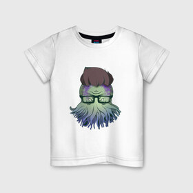 Детская футболка хлопок с принтом Ктулху-хипстер в Тюмени, 100% хлопок | круглый вырез горловины, полуприлегающий силуэт, длина до линии бедер | Тематика изображения на принте: 